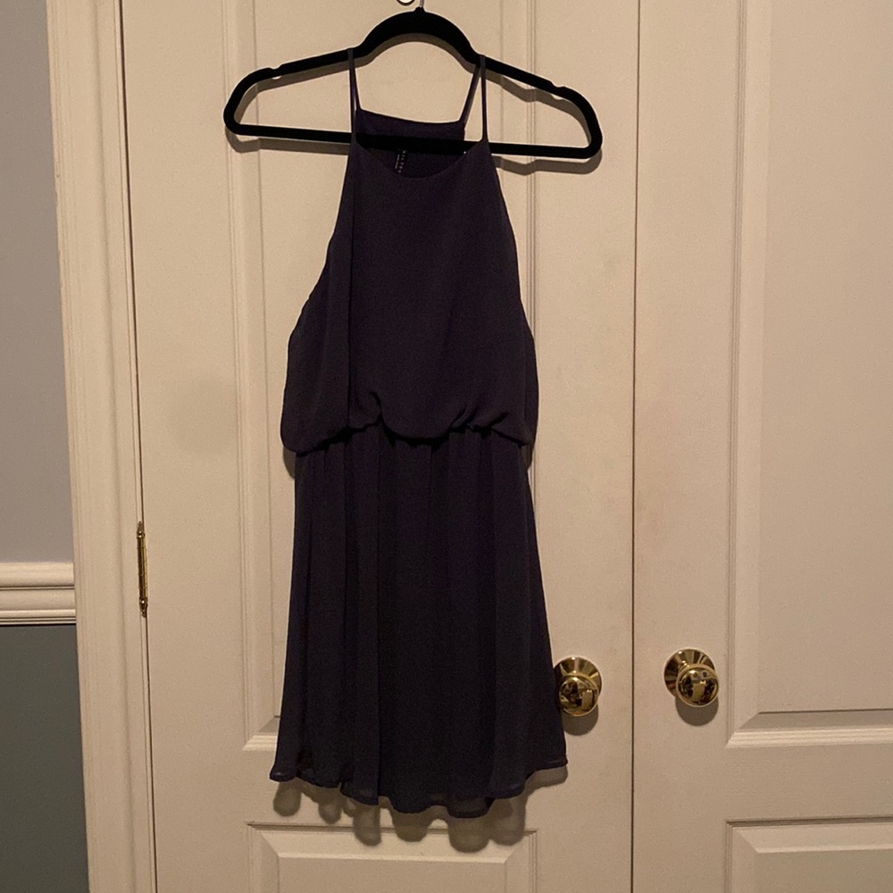 Navy blue chiffon dress, size M